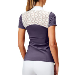 Turnier-Poloshirt Equestrian Stockholm Crystal Champion Damen Dunkles Violett Turnier-Poloshirt Equestrian Stockholm Crystal Champion Damen Dunkles Violett