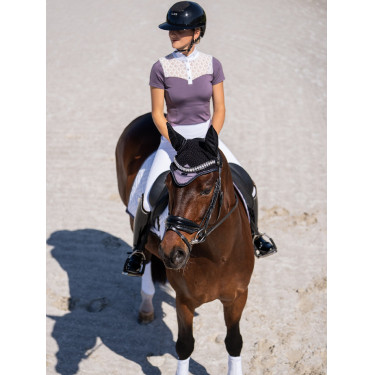 Turnier-Poloshirt Equestrian Stockholm Crystal Champion Damen Dunkles Violett Turnier-Poloshirt Equestrian Stockholm Crystal Champion Damen Dunkles Violett