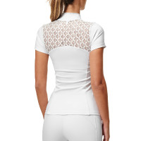 Turnier-Poloshirt Equestrian Stockholm Crystal Champion Damen Weiße Perfektion Wei&amp;szlig;