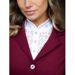 Turnier-Poloshirt Equestrian Stockholm Crystal Champion Damen Weiße Perfektion Wei&amp;szlig;