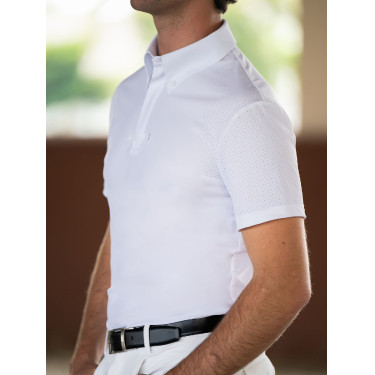 Turnierpoloshirt Equestrian Stockholm Divine Motion Herren kurzarm Weiß Weiß Turnierpoloshirt Equestrian Stockholm Divine Motion Herren kurzarm Weiß Weiß