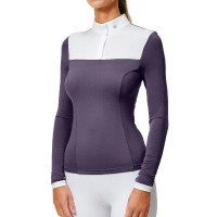 Turnier-Poloshirt Equestrian Stockholm Fine Line Damen Dunkles Violett Turnier-Poloshirt Equestrian Stockholm Fine Line Damen Dunkles Violett