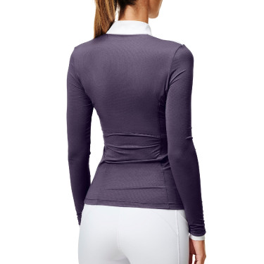 Turnier-Poloshirt Equestrian Stockholm Fine Line Damen Dunkles Violett Turnier-Poloshirt Equestrian Stockholm Fine Line Damen Dunkles Violett