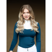 Turnierpolo Equestrian Stockholm Light Breeze Damen Langarm Prärie Blau Turnierpolo Equestrian Stockholm Light Breeze Damen Langarm Prärie Blau