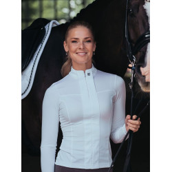 Turnierpolo Equestrian Stockholm Light Breeze Damen Langarm UV Weiße Perfektion