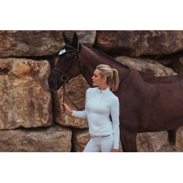 Turnierpolo Equestrian Stockholm Light Breeze Damen Langarm UV Weiße Perfektion