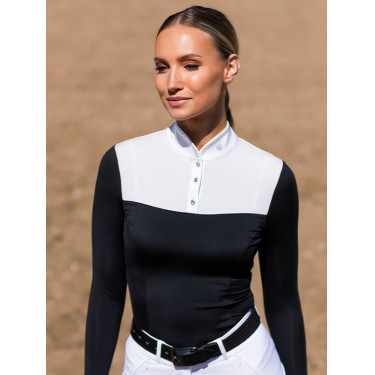 Turnier-Poloshirt Equestrian Stockholm Revenew Langarm Damen Schwarz Edition Turnier-Poloshirt Equestrian Stockholm Revenew Langarm Damen Schwarz Edition