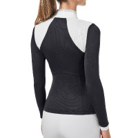 Turnier-Poloshirt Equestrian Stockholm Revenew Langarm Damen Dunkler Ozean