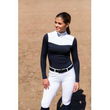 Turniershirt langarm Equestrian Stockholm refined Damen Marine Marineblau