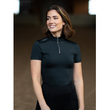 Kurzarm-Poloshirt UV Protection Equestrian Stockholm Damen Schwarz Edition Kurzarm-Poloshirt UV Protection Equestrian Stockholm Damen Schwarz Edition