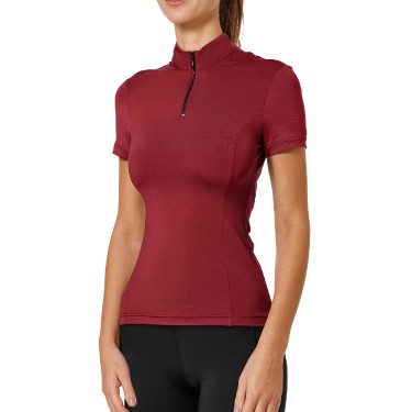 Kurzarm-Poloshirt UV Protection Equestrian Stockholm Damen Bordeaux