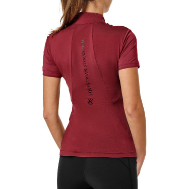Kurzarm-Poloshirt UV Protection Equestrian Stockholm Damen Bordeaux