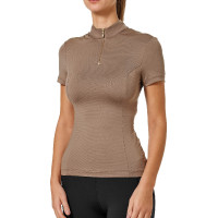 Kurzarm-Poloshirt UV Protection Equestrian Stockholm Damen Champagner Beige