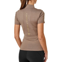 Kurzarm-Poloshirt UV Protection Equestrian Stockholm Damen Champagner Beige