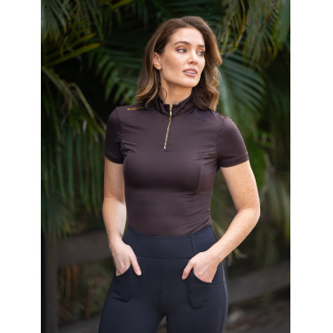 Kurzarm-Poloshirt UV Protection Equestrian Stockholm Damen Goldbraun