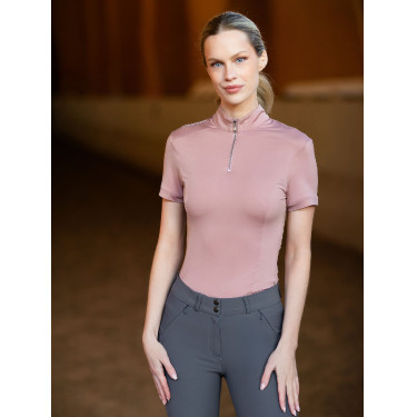 Kurzarm-Poloshirt UV Protection Equestrian Stockholm Damen Pink Rosa
