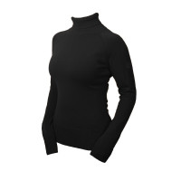Damen-Strickrollkragenpullover Equestrian Stockholm Schwarz Edition