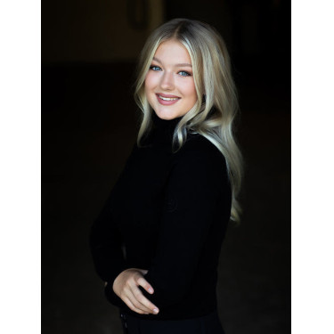 Damen-Strickrollkragenpullover Equestrian Stockholm Schwarz Edition