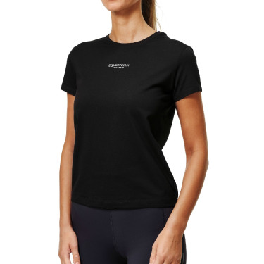 Damen-T-Shirt Equestrian Stockholm kurzärmelig Schwarz