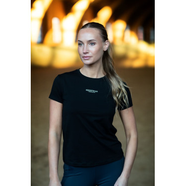 Damen-T-Shirt Equestrian Stockholm kurzärmelig Schwarz