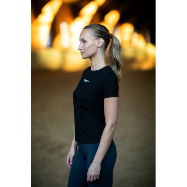 Damen-T-Shirt Equestrian Stockholm kurzärmelig Schwarz
