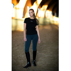 Damen-T-Shirt Equestrian Stockholm kurzärmelig Schwarz