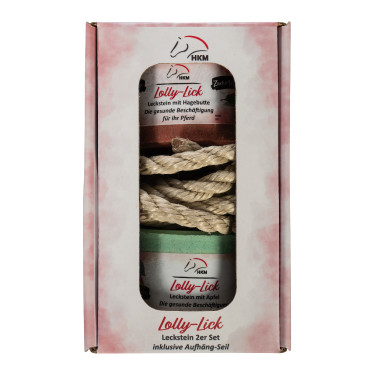 Aromatisierter Salzleckstein Lolly Lick, 2er-Pack, HKM Heckenrose / Apfel
