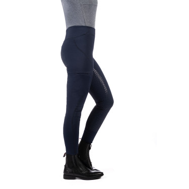 HKM Reitleggings Rio mit Vollgrip aus Silikon Dunkelblau