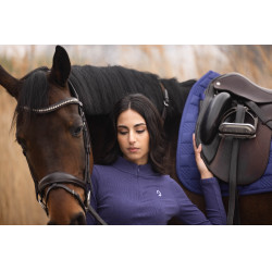 Langarm-Polo Arezzo Soft Lauria Garrelli Indigo Blau