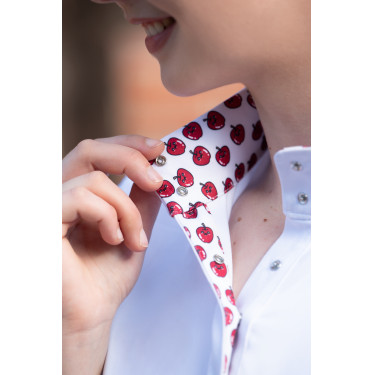 HKM Hunter Turnier-Poloshirt mit langen Ärmeln Weiß Weiß