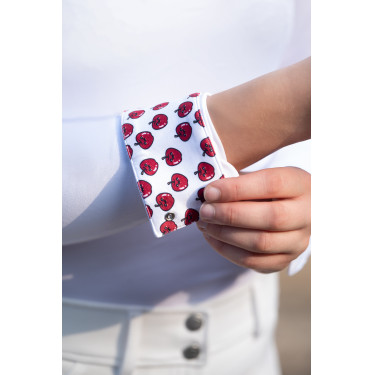 HKM Hunter Turnier-Poloshirt mit langen Ärmeln Weiß Weiß