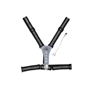 Leuchtweste mit LED von HKM Schwarz / silbern