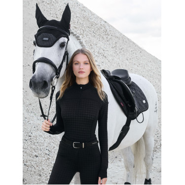 LeMieux Aspen Zip-Stehkragen-Oberteil Hahnentrittmuster