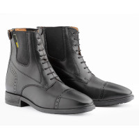 Daslö Gold Lederstiefeletten mit elastischen Schnürsenkeln Schwarz