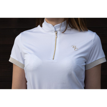 Turnierpolo Flags & Cup Andria Damen kurzarm Weiß Weiß