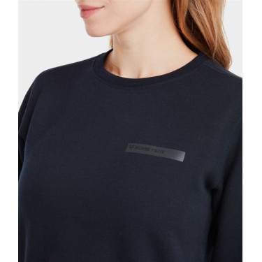 Damen-Reitpullover Horse Pilot aus Merinowolle Dunkle Nacht Schwarz