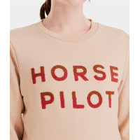 Damen-Reitpullover Horse Pilot Team Shirt Sand Beige