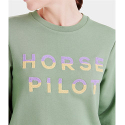 Damen-Reitpullover Horse Pilot Team Shirt Glattgrün Gr&amp;amp;amp;amp;amp;amp;amp;amp;uuml;n