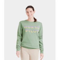 Damen-Reitpullover Horse Pilot Team Shirt Glattgrün Gr&amp;amp;amp;amp;amp;amp;amp;amp;uuml;n