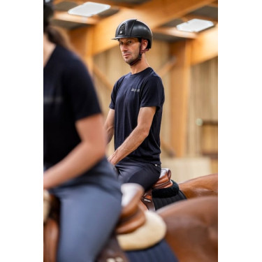 Reit-T-Shirt Horse Pilot aus Merinowolle für Herren Dunkle Nacht Schwarz