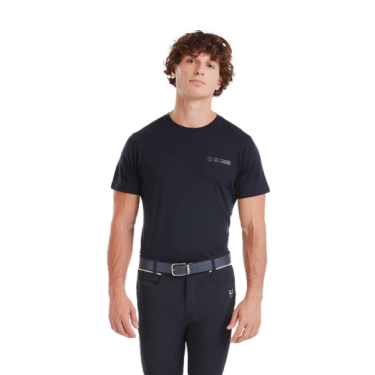 Reit-T-Shirt Horse Pilot aus Merinowolle für Herren Dunkle Nacht Schwarz