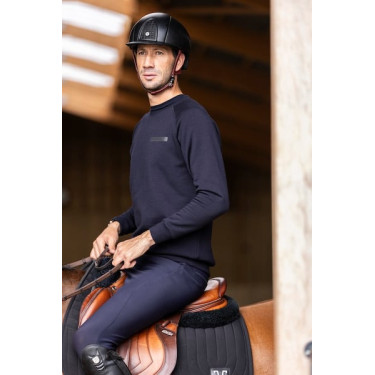 Reit-Sweatshirt Horse Pilot aus Merinowolle für Herren Dunkle Nacht Schwarz