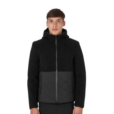 Wasserdichte Herrenjacke mit Teddy-Stoffeinsätzen Equestro Schwarz Wasserdichte Herrenjacke mit Teddy-Stoffeinsätzen Equestro Schwarz