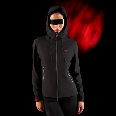 Wasserdichte Damenjacke Equestro Ridertechnology mit Reißverschluss Schwarz