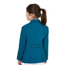 Turnierjacke Equestro Mädchen aus technischem Gewebe Blau Koralle Turnierjacke Equestro Mädchen aus technischem Gewebe Blau Koralle