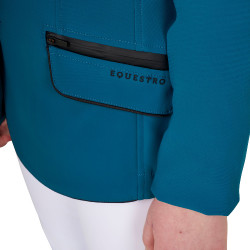 Turnierjacke Equestro Mädchen aus technischem Gewebe Blau Koralle Turnierjacke Equestro Mädchen aus technischem Gewebe Blau Koralle