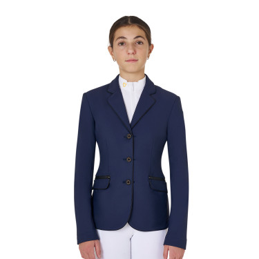 Turnierjacke Equestro Mädchen aus technischem Gewebe Marineblazer Marineblau