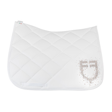 Dressur-Schabracke Equestro Logo mit Strass Weiß Wei&amp;amp;amp;amp;amp;szlig;