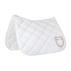 Dressur-Schabracke Equestro Logo mit Strass Weiß Wei&amp;amp;amp;amp;amp;szlig;