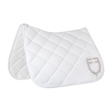 Dressur-Schabracke Equestro Logo mit Strass Weiß Wei&amp;amp;amp;amp;amp;szlig;